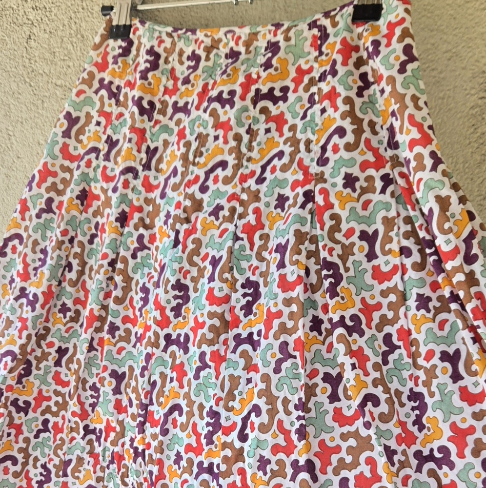 Lapis Retro Funky Pleated Flare Skirt Size Petite